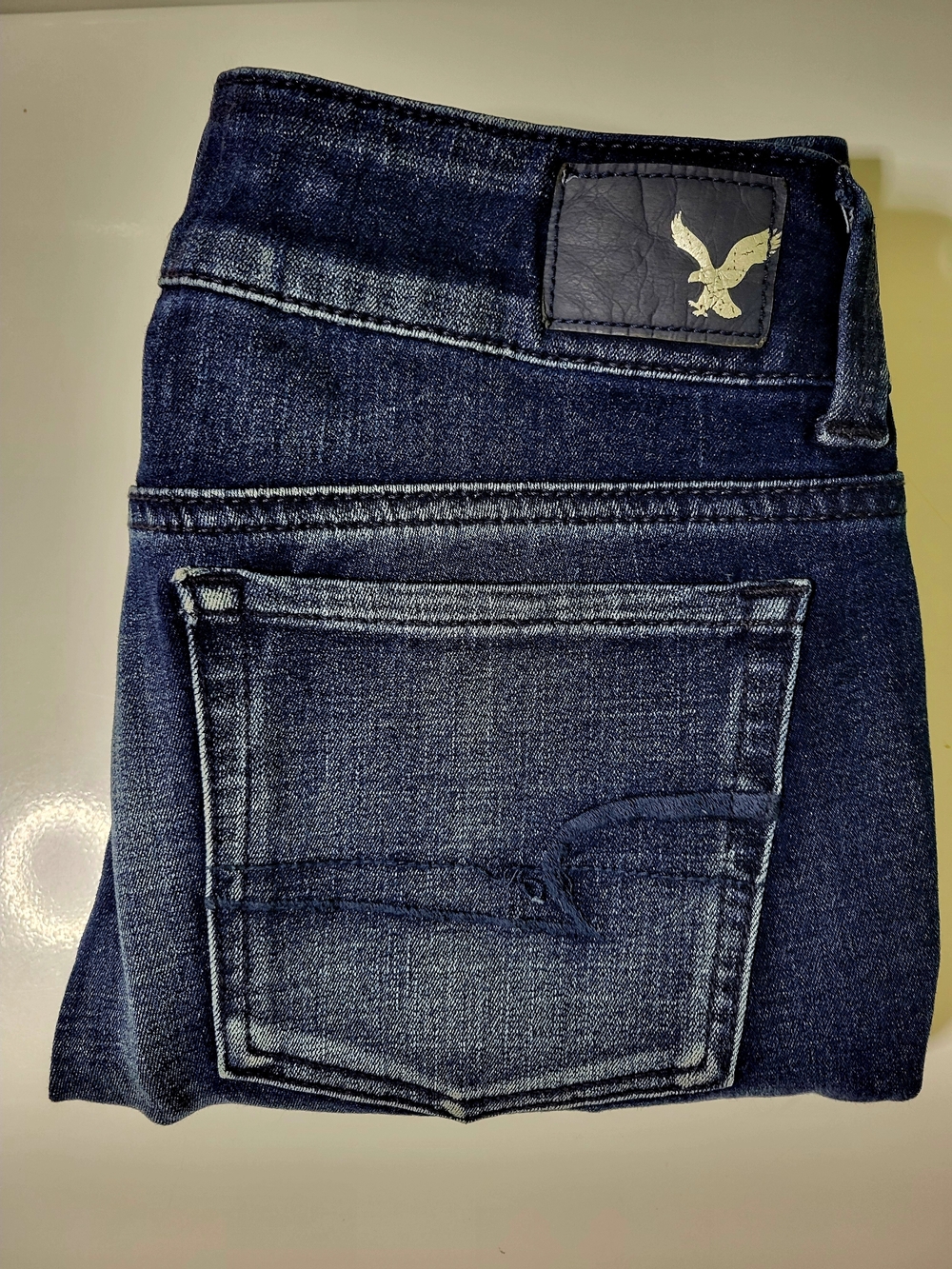 American Eagle Outfitters Dark Indigo Distressed Skinny Ankle Jeans